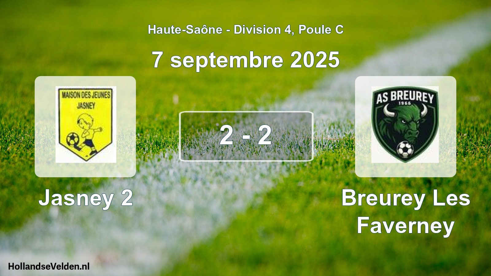 Match joué: Jasney 2 - Breurey Les Faverney 2 - 2 (7 septembre 2025)