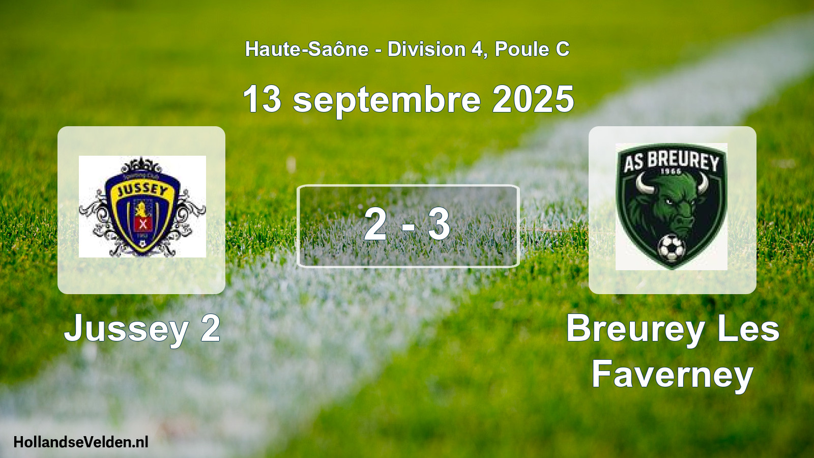 Match joué: Jussey 2 - Breurey Les Faverney 2 - 3 (13 septembre 2025)