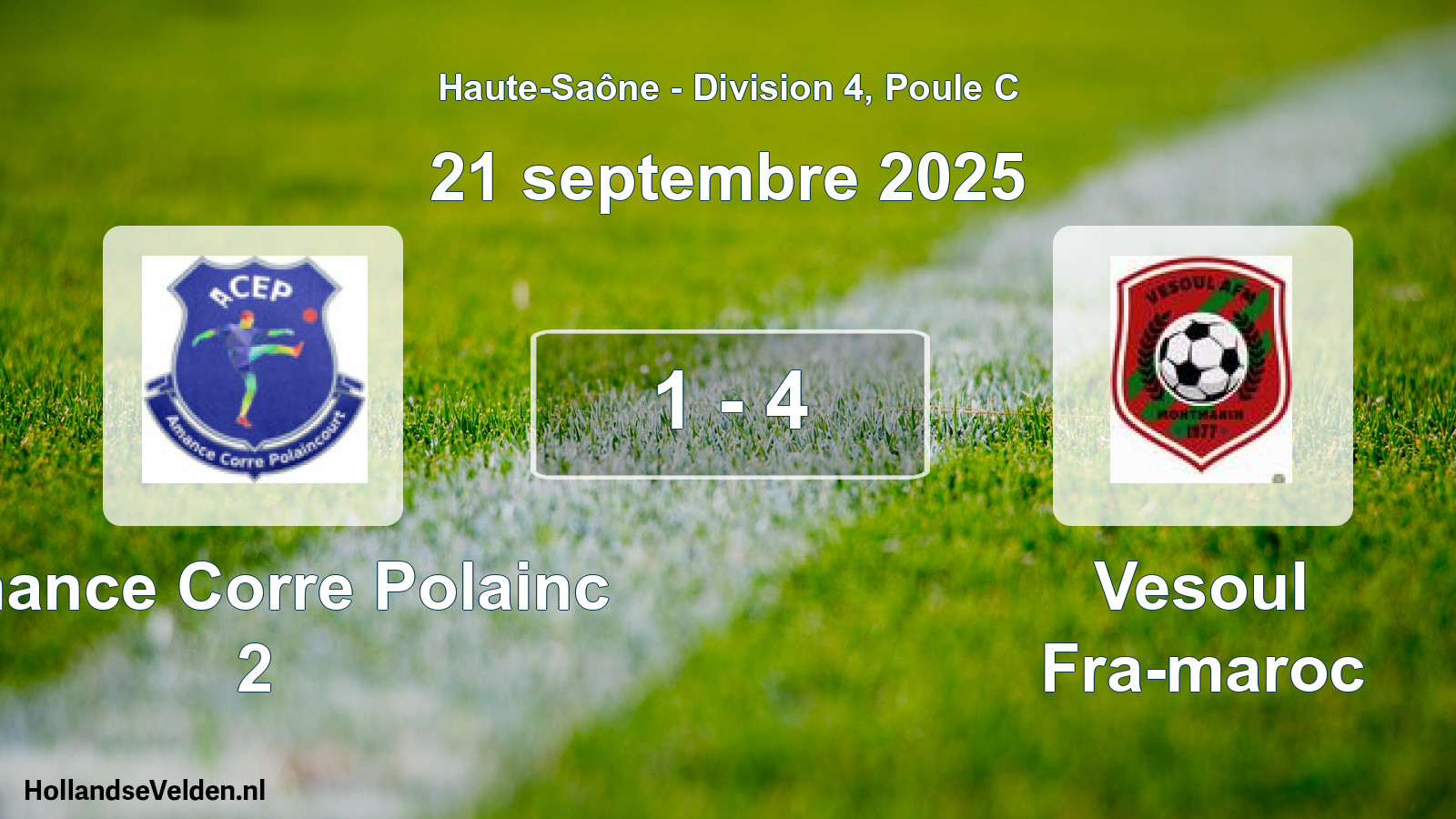 Match joué: Amance Corre Polainc 2 - Vesoul Fra-maroc 1 - 4 (21 septembre 2025)