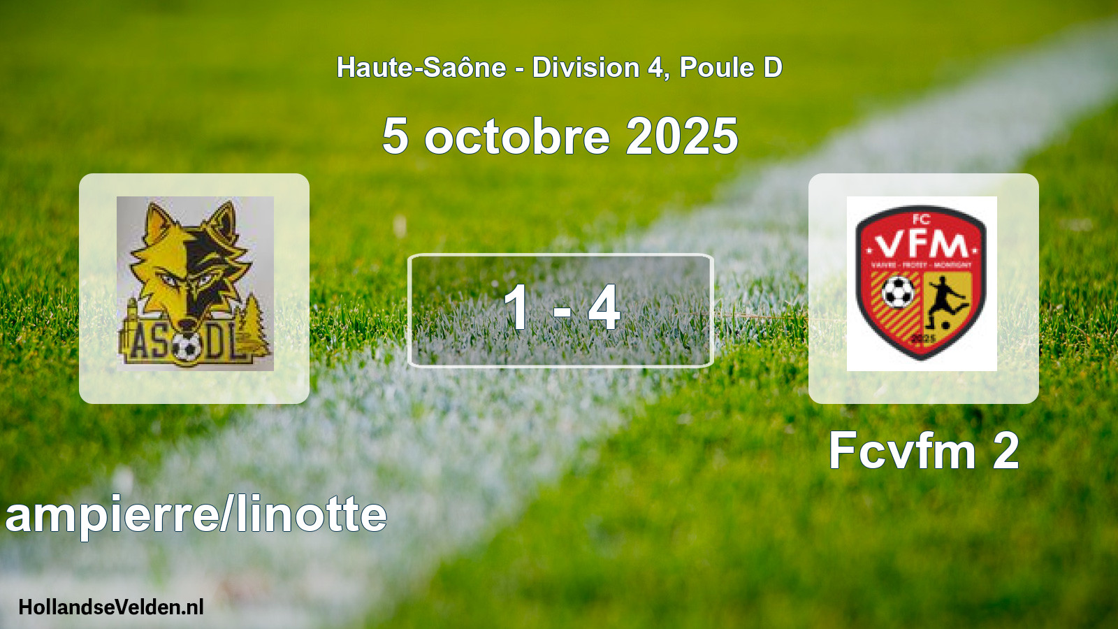 Match joué: Dampierre/linotte - Fcvfm 2 1 - 4 (5 octobre 2025)