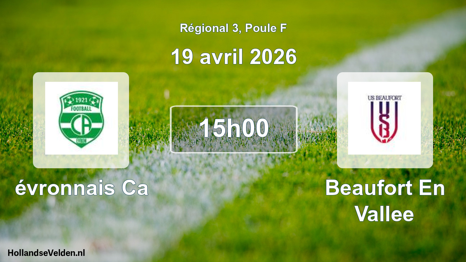 Geplande wedstrijd: évronnais Ca - Beaufort En Vallee (19 avril 2026)