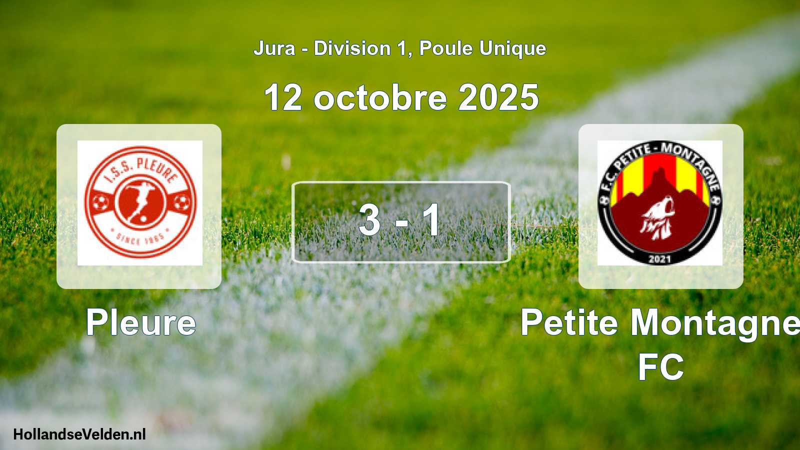 Total number of matches played: Pleure - Petite Montagne FC 3 - 1 (12 October 2025)
