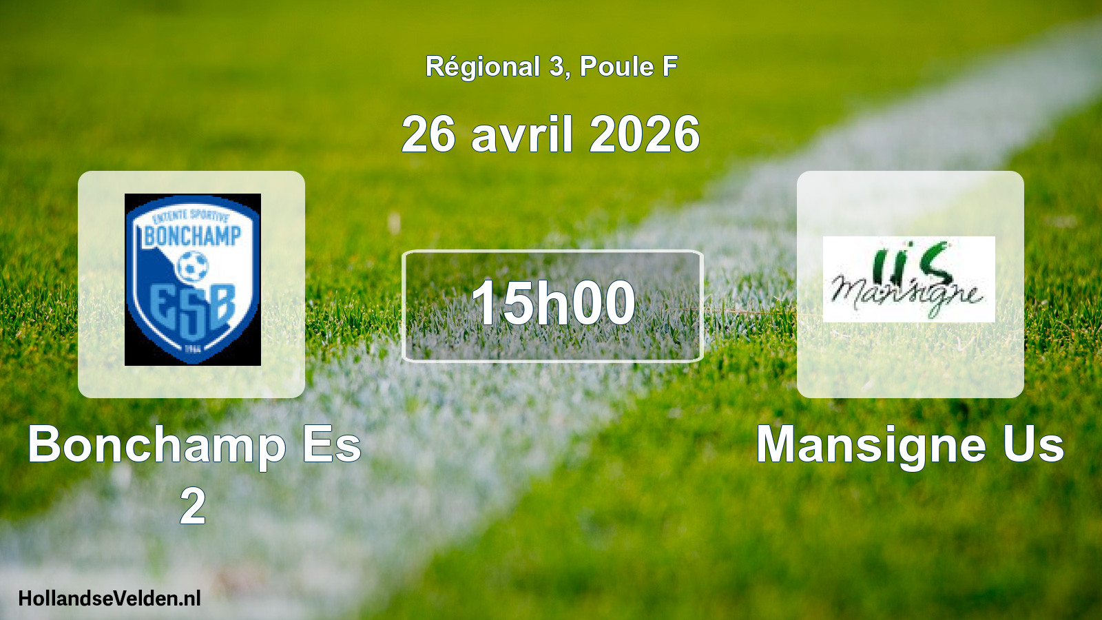 Geplande wedstrijd: Bonchamp Es 2 - Mansigne Us (26 april 2026)