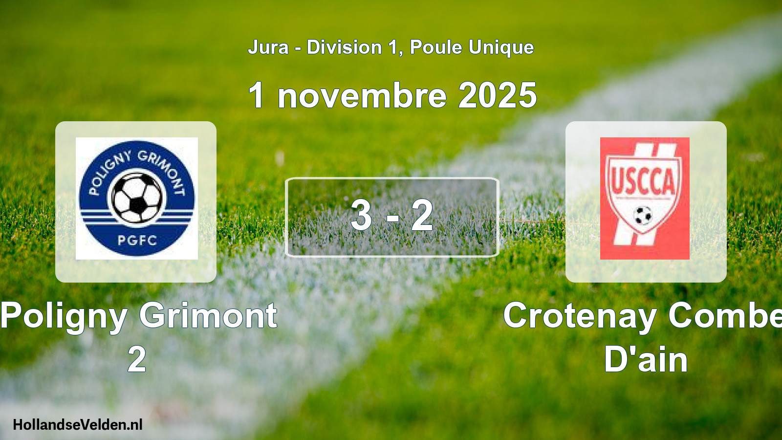 Match joué: Poligny Grimont 2 - Crotenay Combe D'ain 3 - 2 (1 novembre 2025)