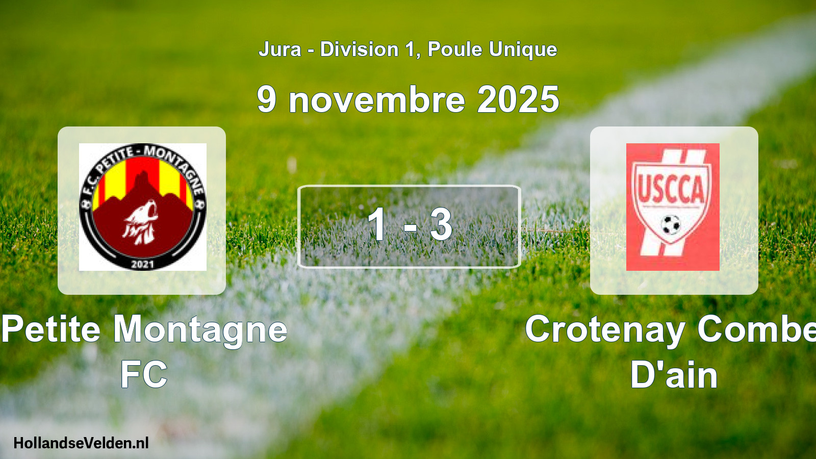 Match joué: Petite Montagne FC - Crotenay Combe D'ain 1 - 3 (9 novembre 2025)