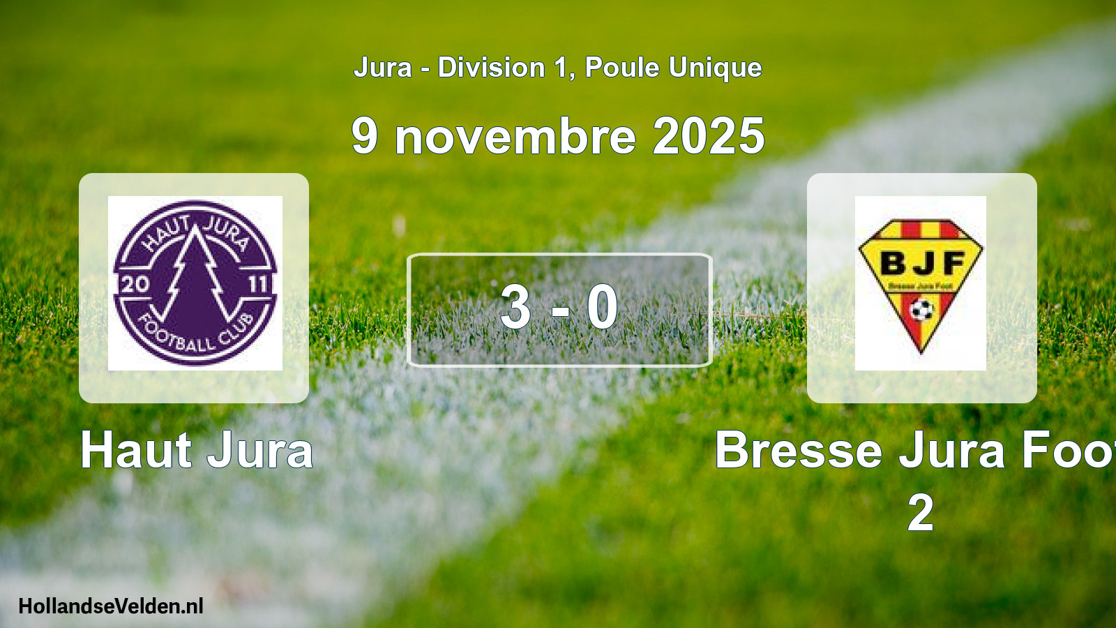 Match joué: Haut Jura - Bresse Jura Foot 2 3 - 0 (9 novembre 2025)