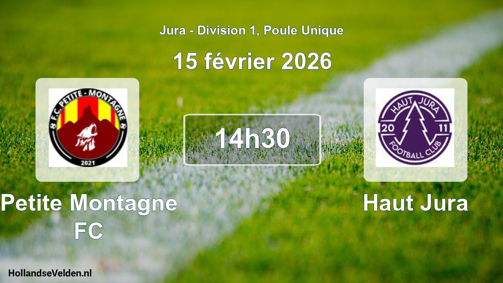 Match programmé: Petite Montagne FC - Haut Jura (15 février 2026)