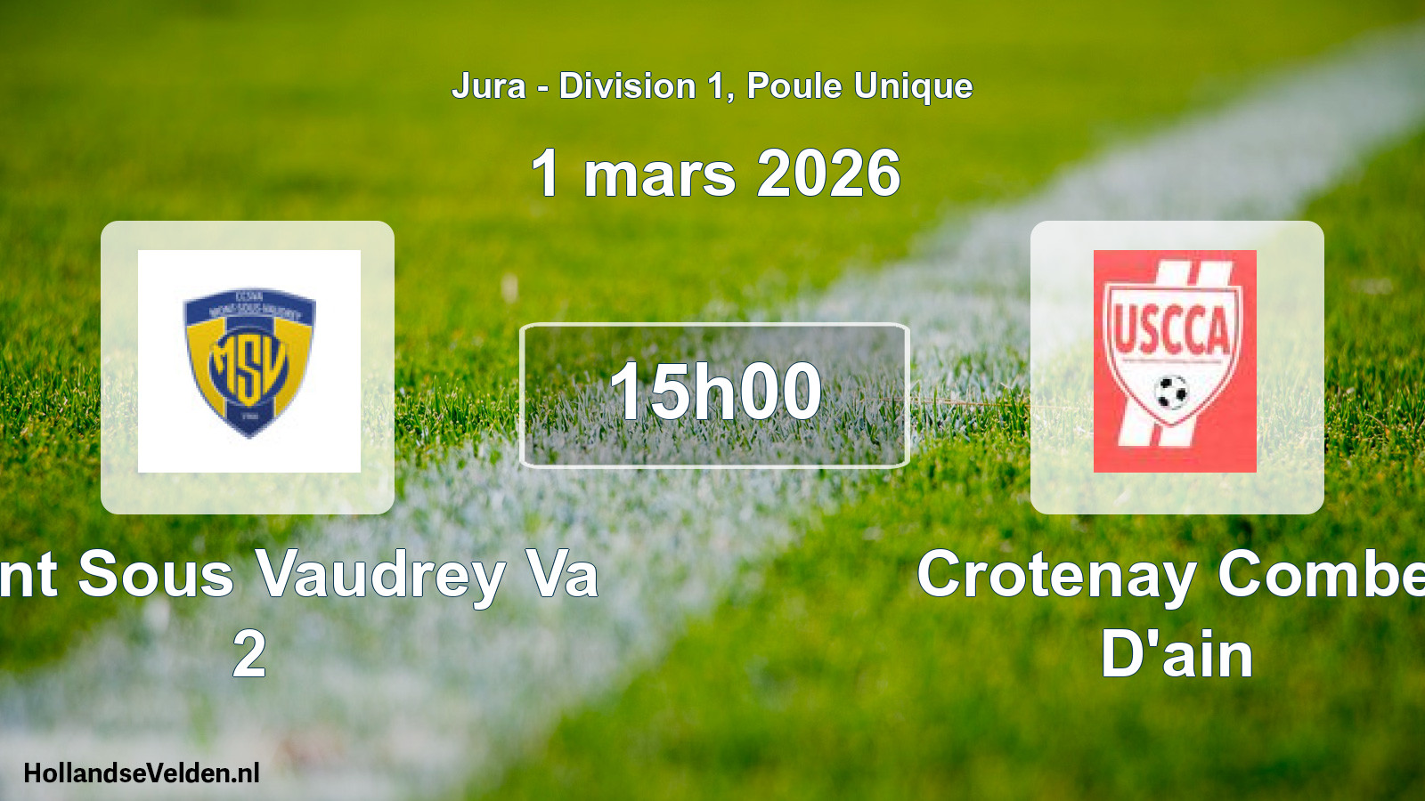 Match programmé: Mont Sous Vaudrey Va 2 - Crotenay Combe D'ain (1 mars 2026)