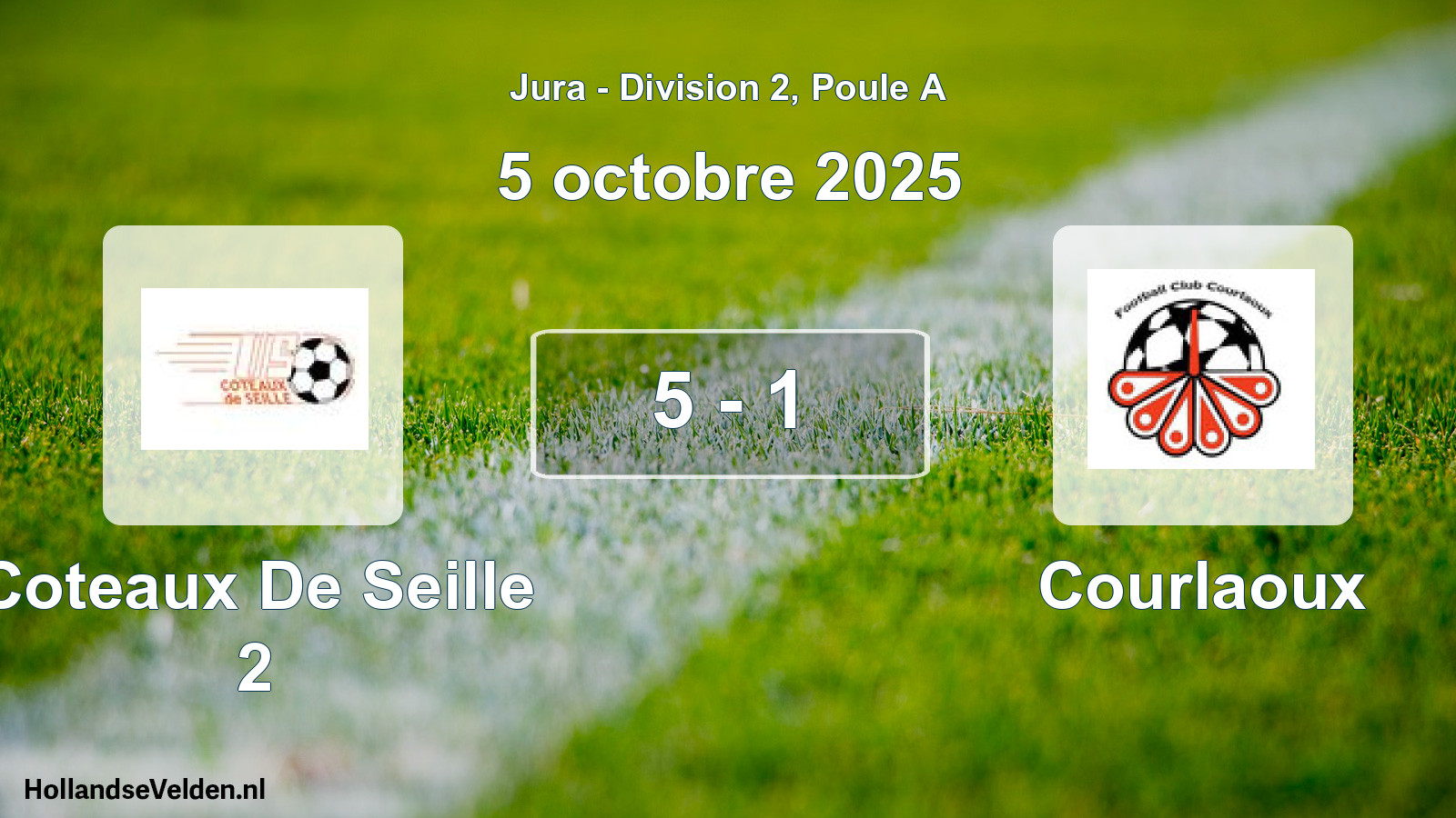Total number of matches played: Coteaux De Seille 2 - Courlaoux 5 - 1 (5 October 2025)