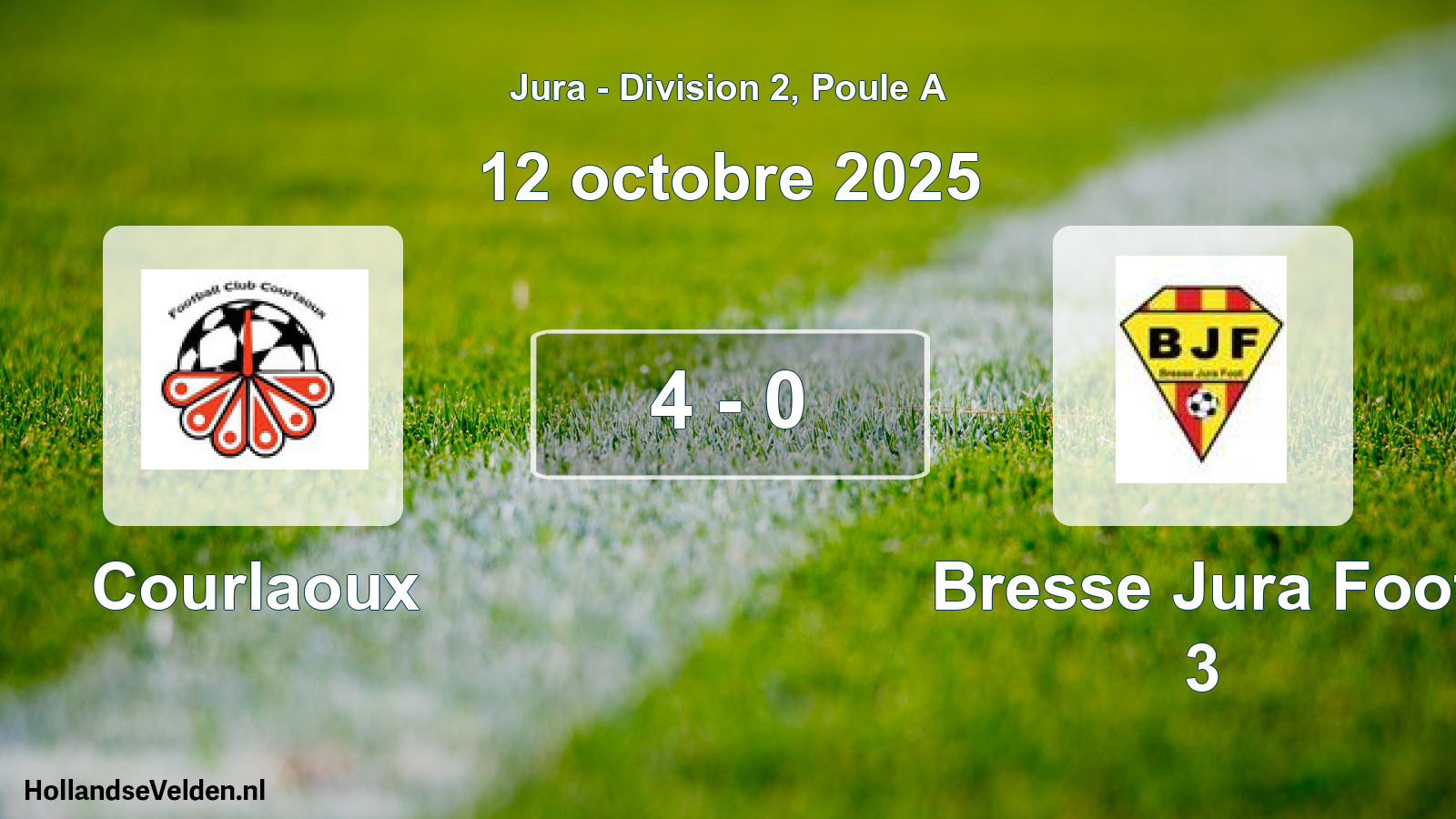 Total number of matches played: Courlaoux - Bresse Jura Foot 3 4 - 0 (12 October 2025)