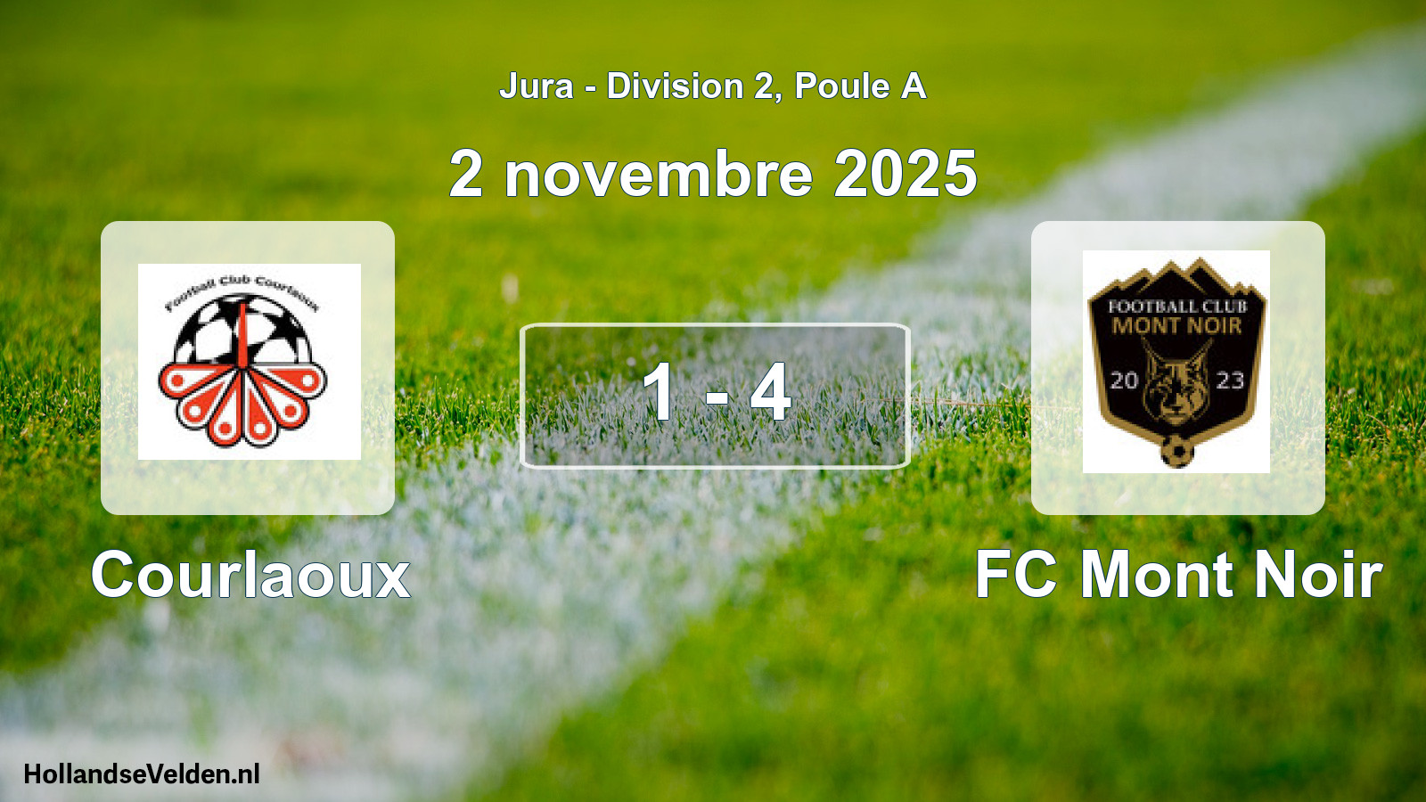 Gespeelde wedstrijd: Courlaoux - FC Mont Noir 1 - 4 (2 november 2025)