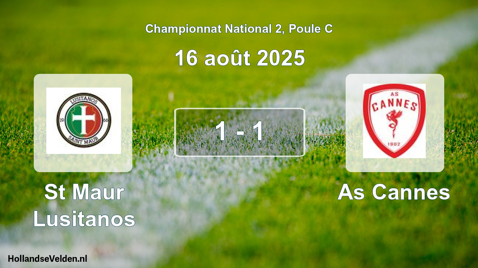 Gespeelde wedstrijd: St Maur Lusitanos - As Cannes 1 - 1 (16 augustus 2025)