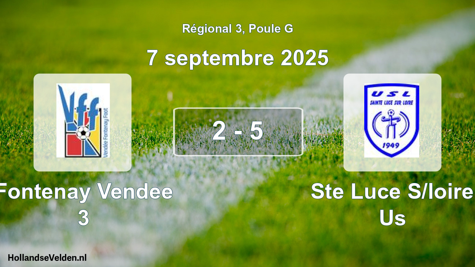 Gespeelde wedstrijd: Fontenay Vendee 3 - Ste Luce S/loire Us 2 - 5 (7 september 2025)