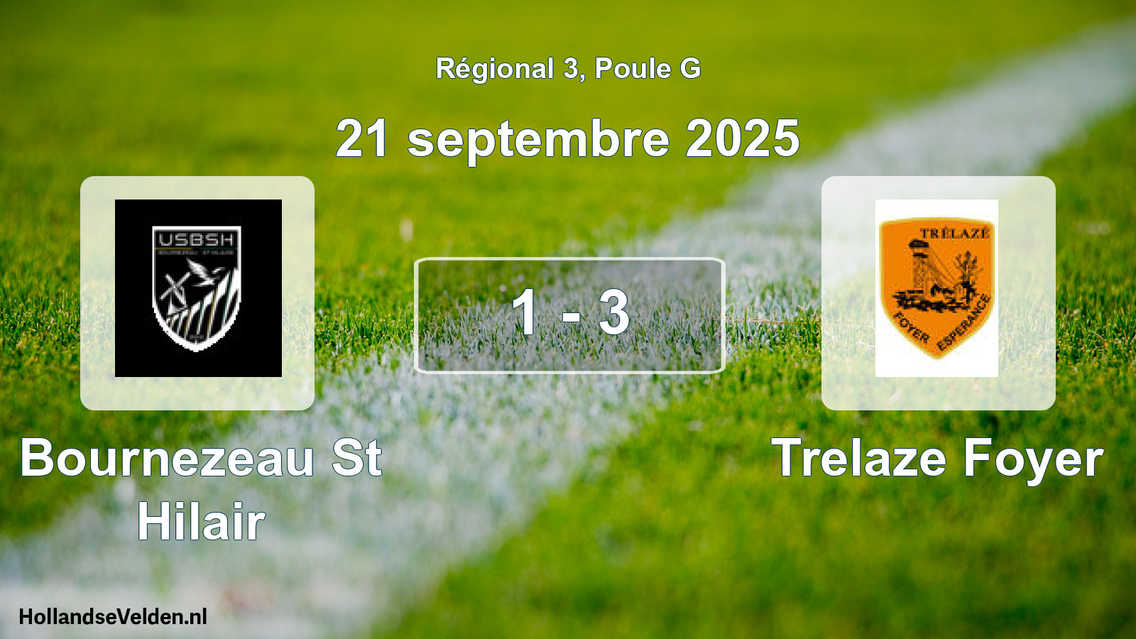 Total number of matches played: Bournezeau St Hilair - Trelaze Foyer 1 - 3 (21 September 2025)