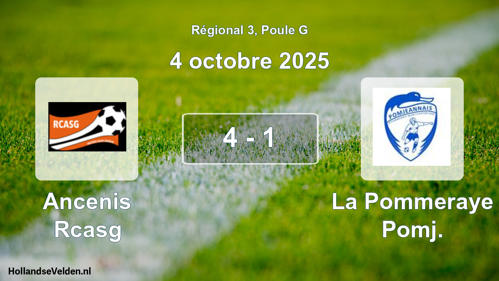 Gespeelde wedstrijd: Ancenis Rcasg - La Pommeraye Pomj. 4 - 1 (4 oktober 2025)