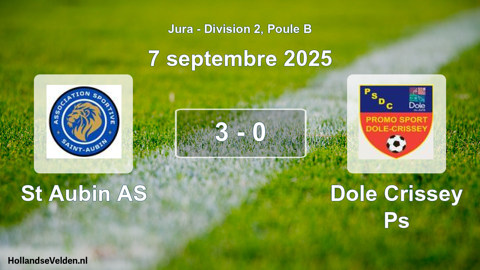 Match joué: St Aubin AS - Dole Crissey Ps 3 - 0 (7 septembre 2025)
