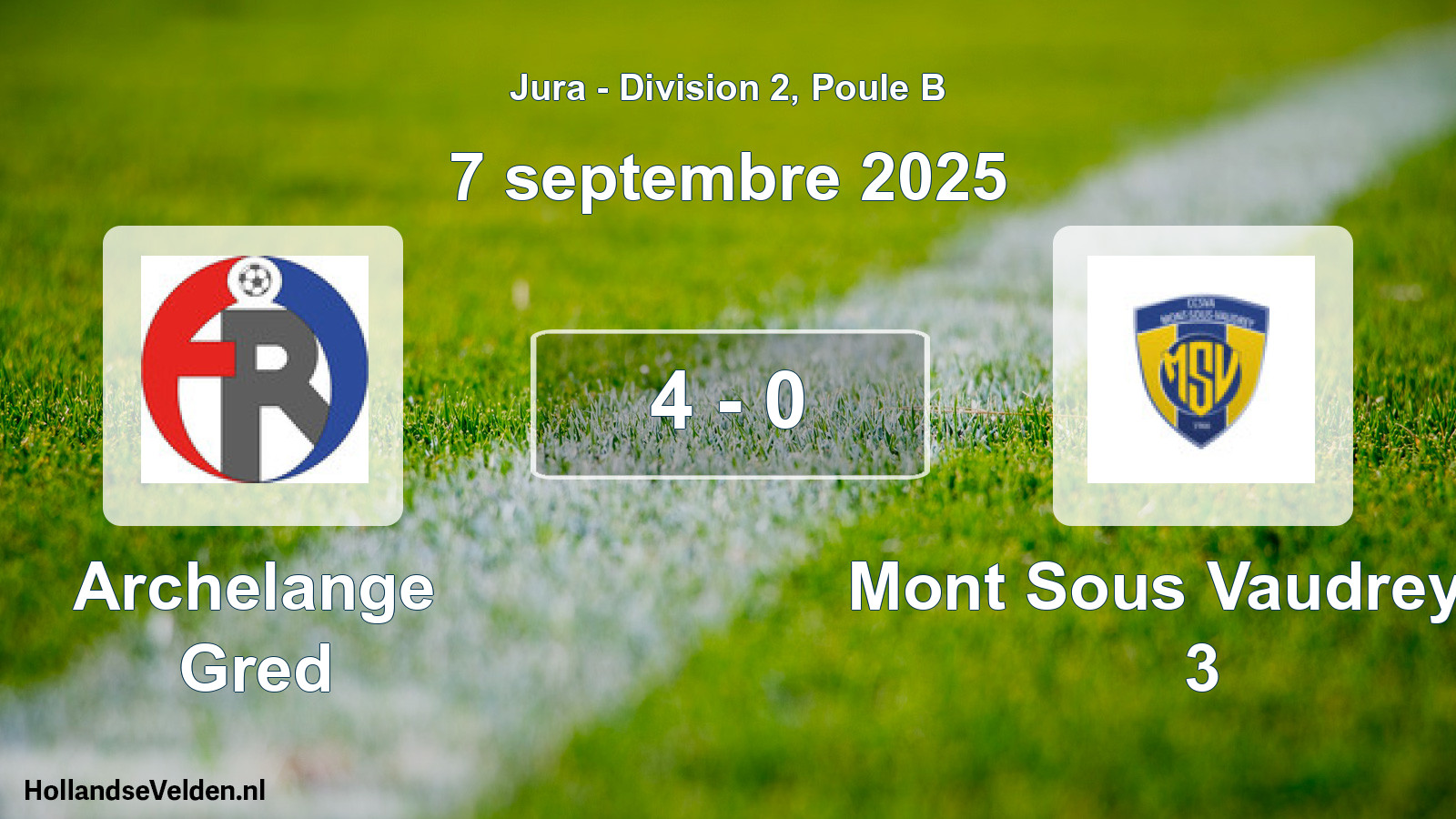 Match joué: Archelange Gred - Mont Sous Vaudrey Va 3 4 - 0 (7 septembre 2025)