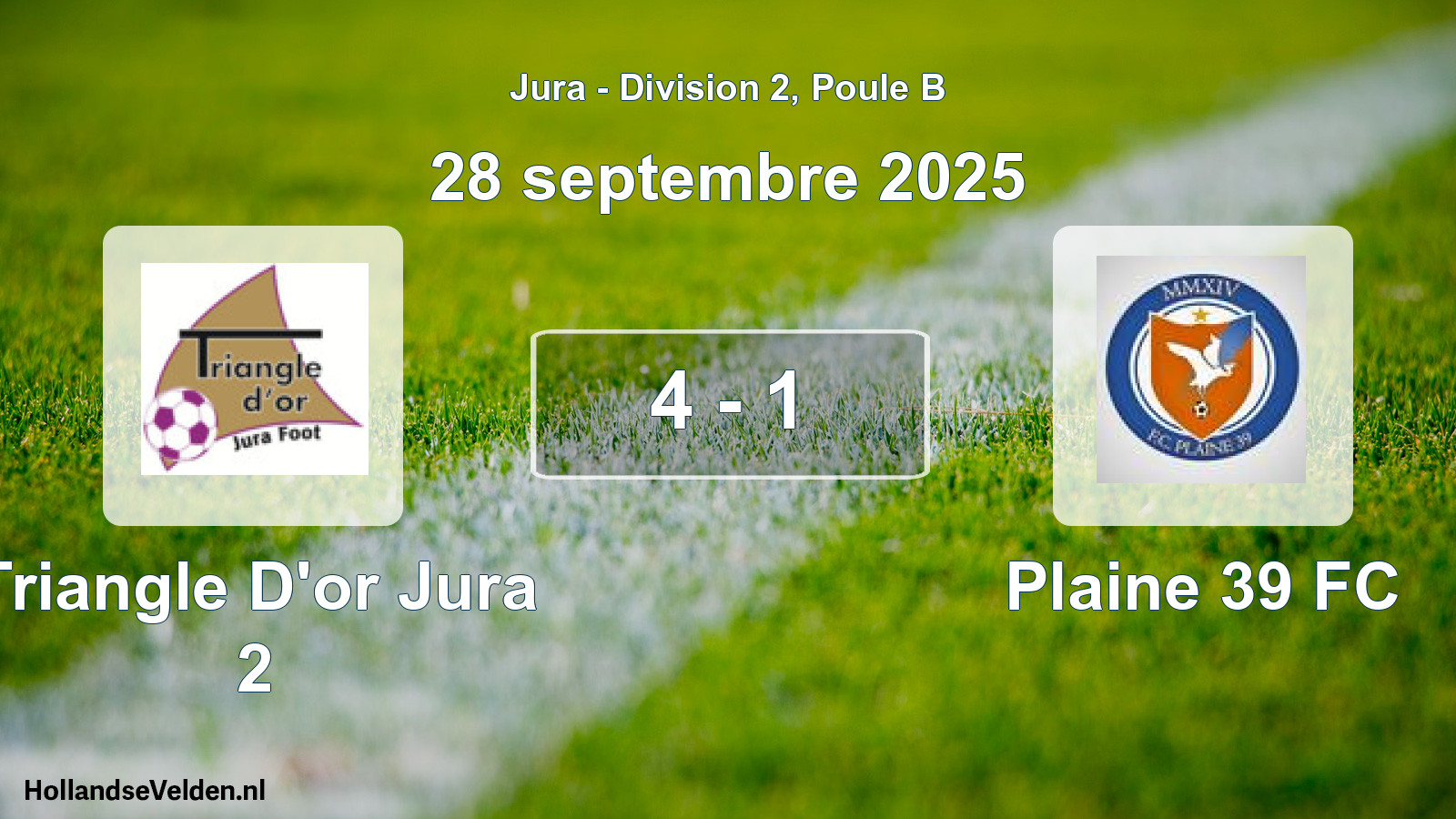Match joué: Triangle D'or Jura 2 - Plaine 39 FC 4 - 1 (28 septembre 2025)