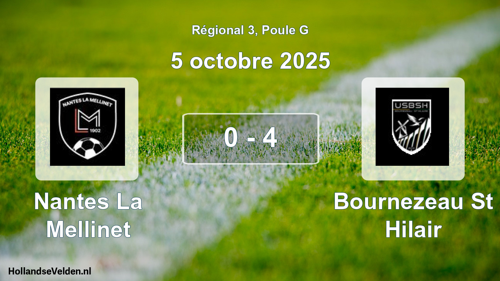 Gespeelde wedstrijd: Nantes La Mellinet - Bournezeau St Hilair 0 - 4 (5 oktober 2025)