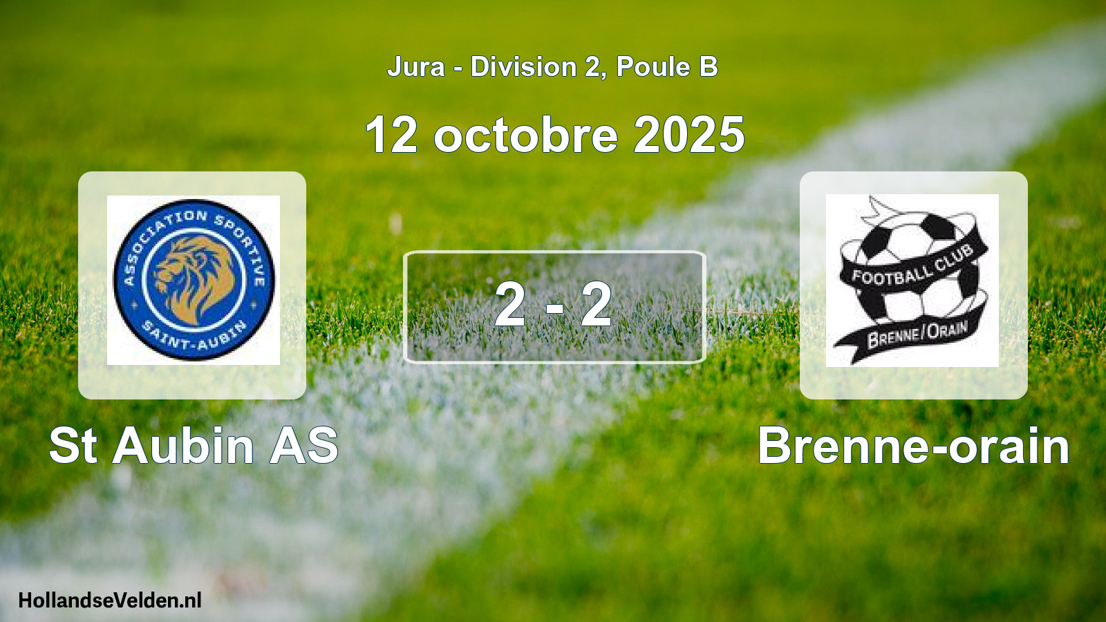 Total number of matches played: St Aubin AS - Brenne-orain 2 - 2 (12 October 2025)