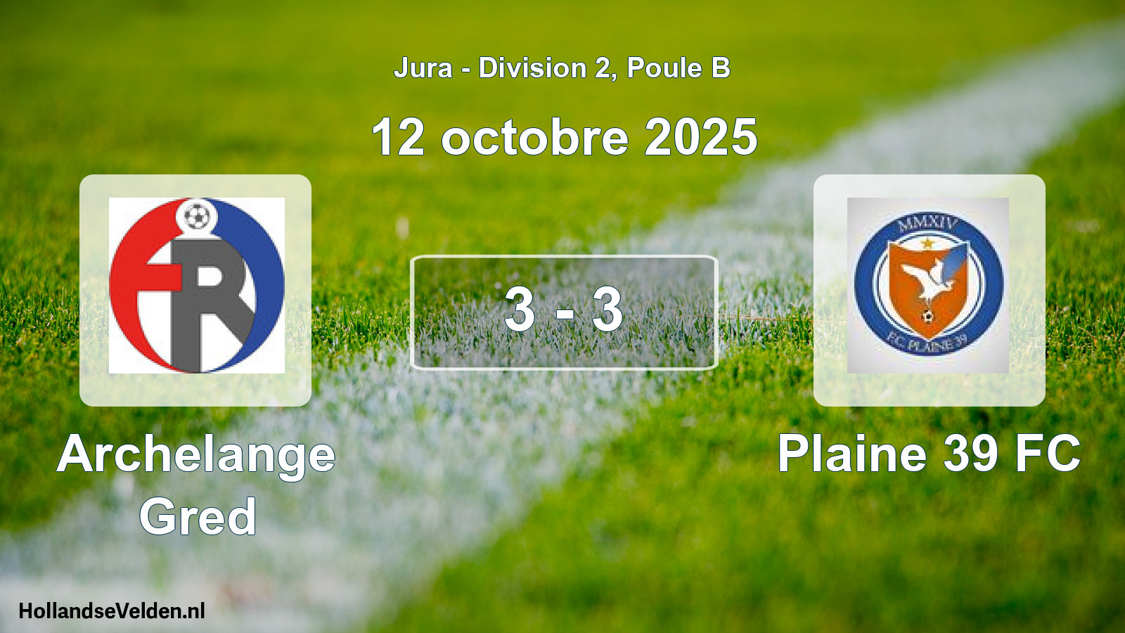 Match joué: Archelange Gred - Plaine 39 FC 3 - 3 (12 octobre 2025)