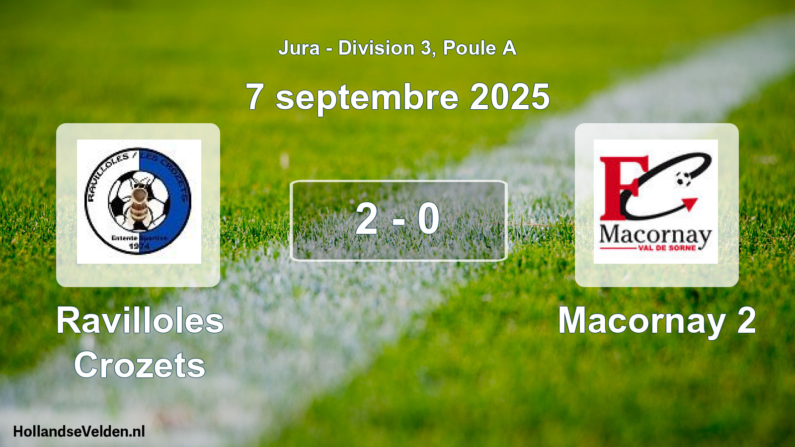 Match joué: Ravilloles Crozets - Macornay 2 2 - 0 (7 septembre 2025)