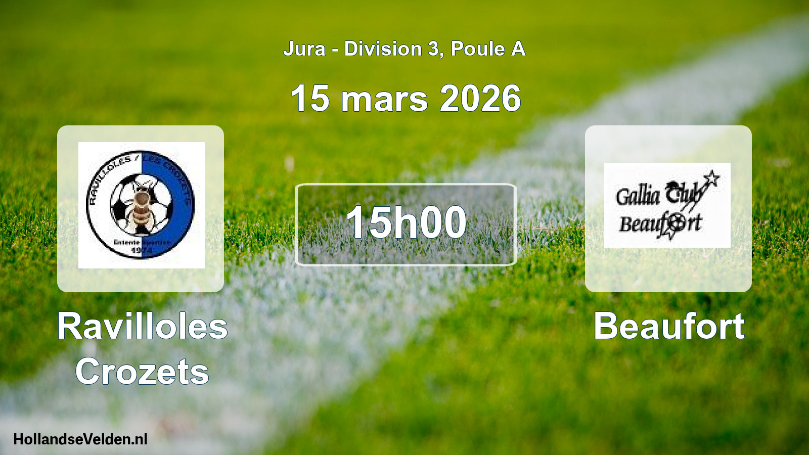 Match programmé: Ravilloles Crozets - Beaufort (15 mars 2026)