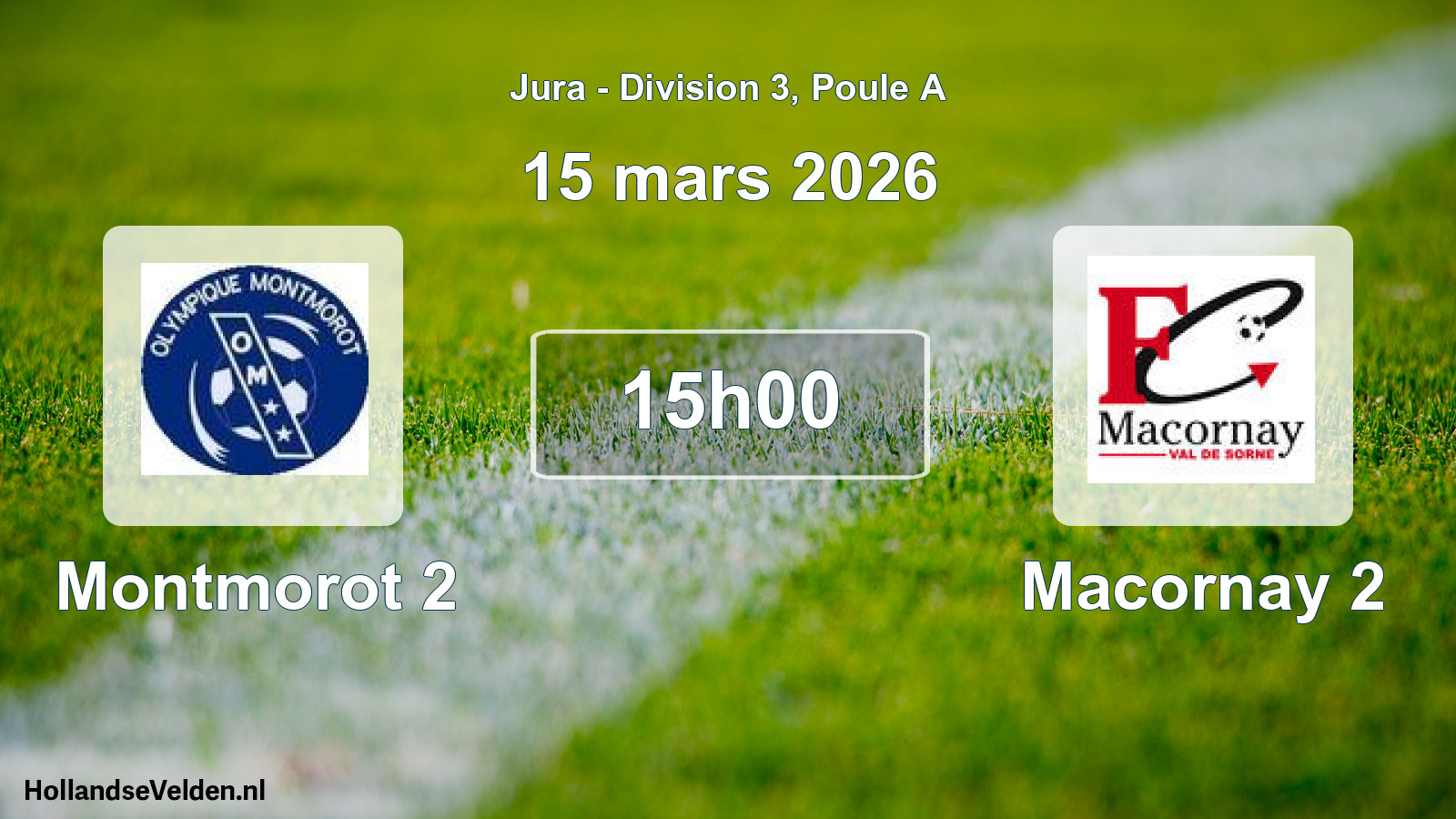 Match programmé: Montmorot 2 - Macornay 2 (15 mars 2026)