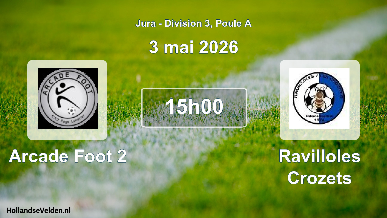 Match programmé: Arcade Foot 2 - Ravilloles Crozets (3 mai 2026)