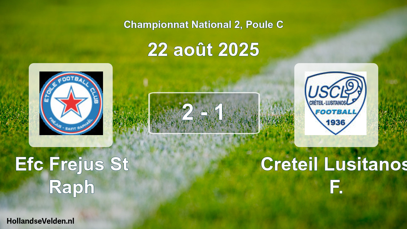 Gespeelde wedstrijd: Efc Frejus St Raph - Creteil Lusitanos F. 2 - 1 (22 août 2025)