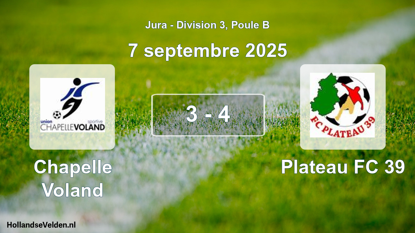 Match joué: Chapelle Voland - Plateau FC 39 3 - 4 (7 septembre 2025)