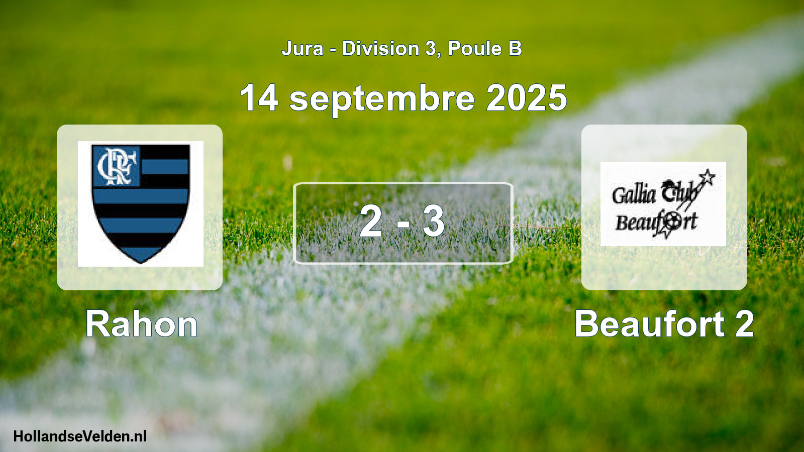 Match joué: Rahon - Beaufort 2 2 - 3 (14 septembre 2025)