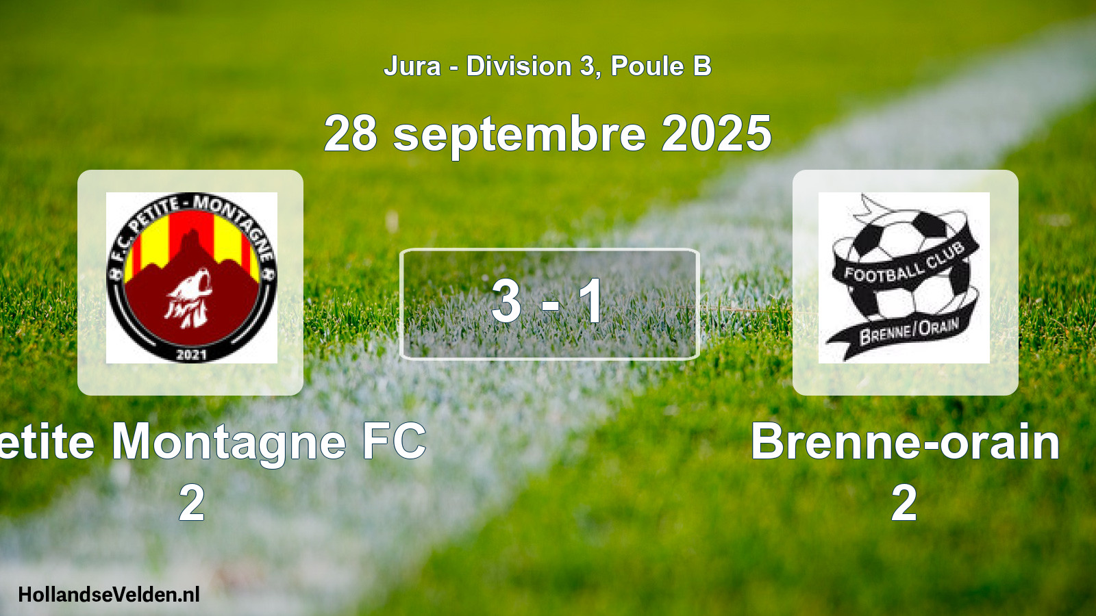 Match joué: Petite Montagne FC 2 - Brenne-orain 2 3 - 1 (28 septembre 2025)