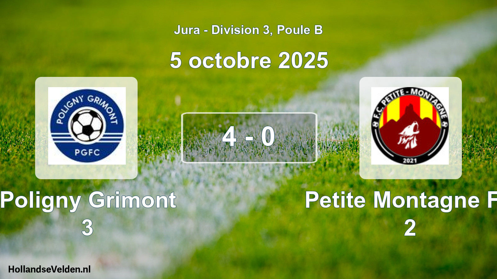 Gespeelde wedstrijd: Poligny Grimont 3 - Petite Montagne FC 2 4 - 0 (5 oktober 2025)
