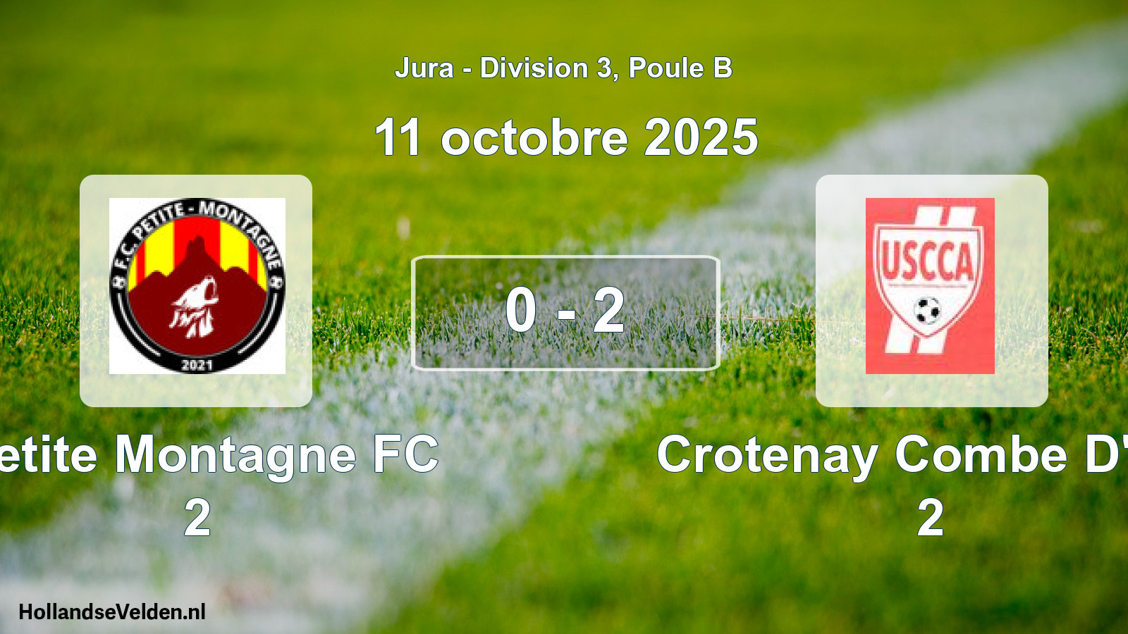 Match joué: Petite Montagne FC 2 - Crotenay Combe D'ain 2 0 - 2 (11 octobre 2025)