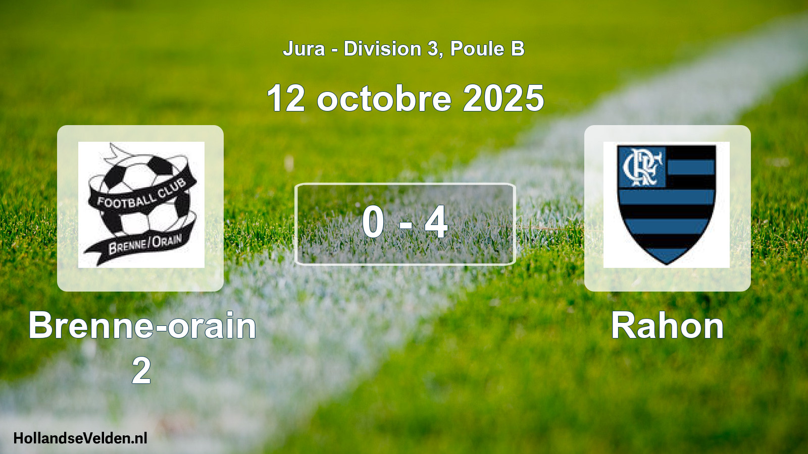 Match joué: Brenne-orain 2 - Rahon 0 - 4 (12 octobre 2025)