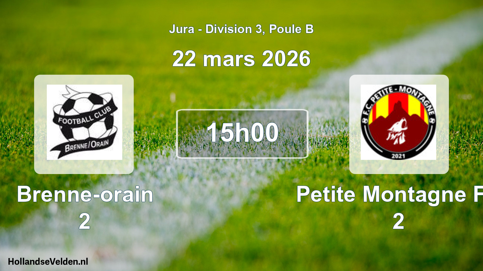 Match programmé: Brenne-orain 2 - Petite Montagne FC 2 (22 mars 2026)