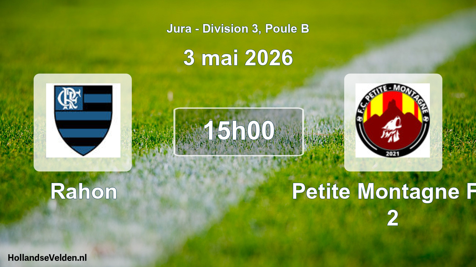 Match programmé: Rahon - Petite Montagne FC 2 (3 mai 2026)