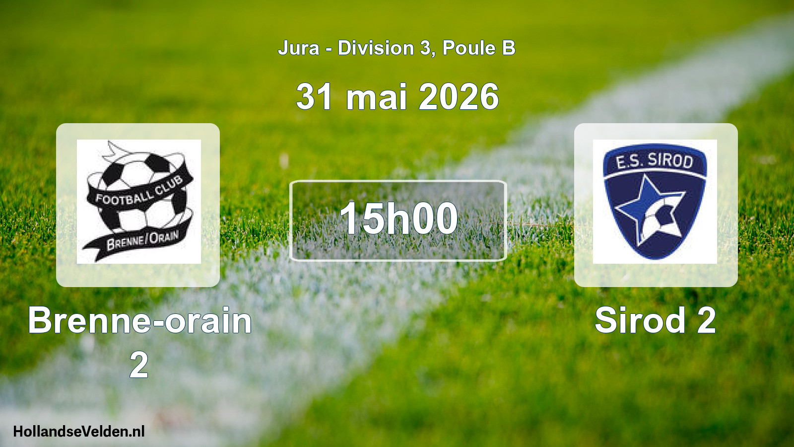 Match programmé: Brenne-orain 2 - Sirod 2 (31 mai 2026)