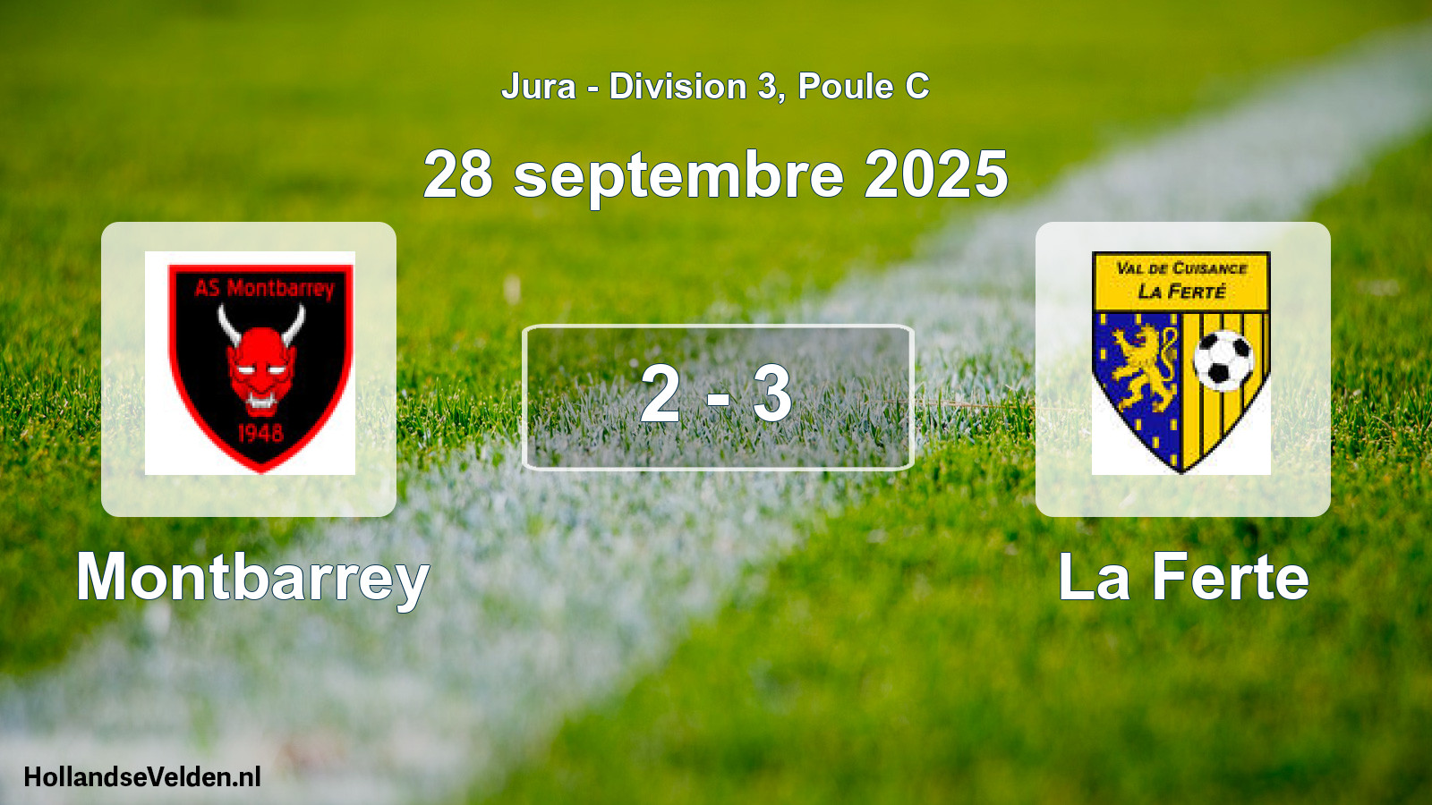 Match joué: Montbarrey - La Ferte 2 - 3 (28 septembre 2025)