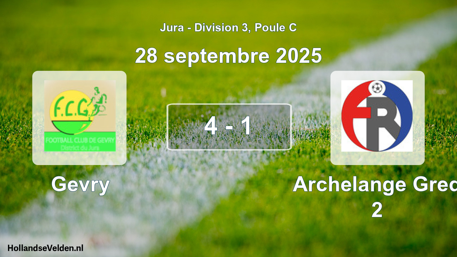 Match joué: Gevry - Archelange Gred 2 4 - 1 (28 septembre 2025)