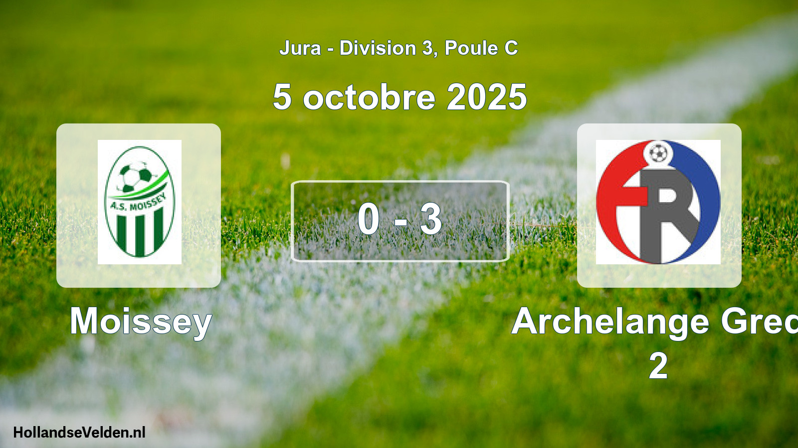 Match joué: Moissey - Archelange Gred 2 0 - 3 (5 octobre 2025)