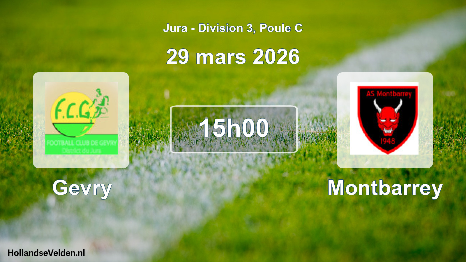 Match programmé: Gevry - Montbarrey (29 mars 2026)
