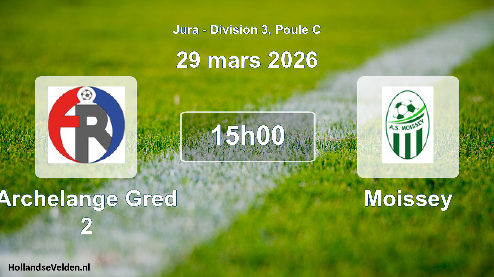 Match programmé: Archelange Gred 2 - Moissey (29 mars 2026)