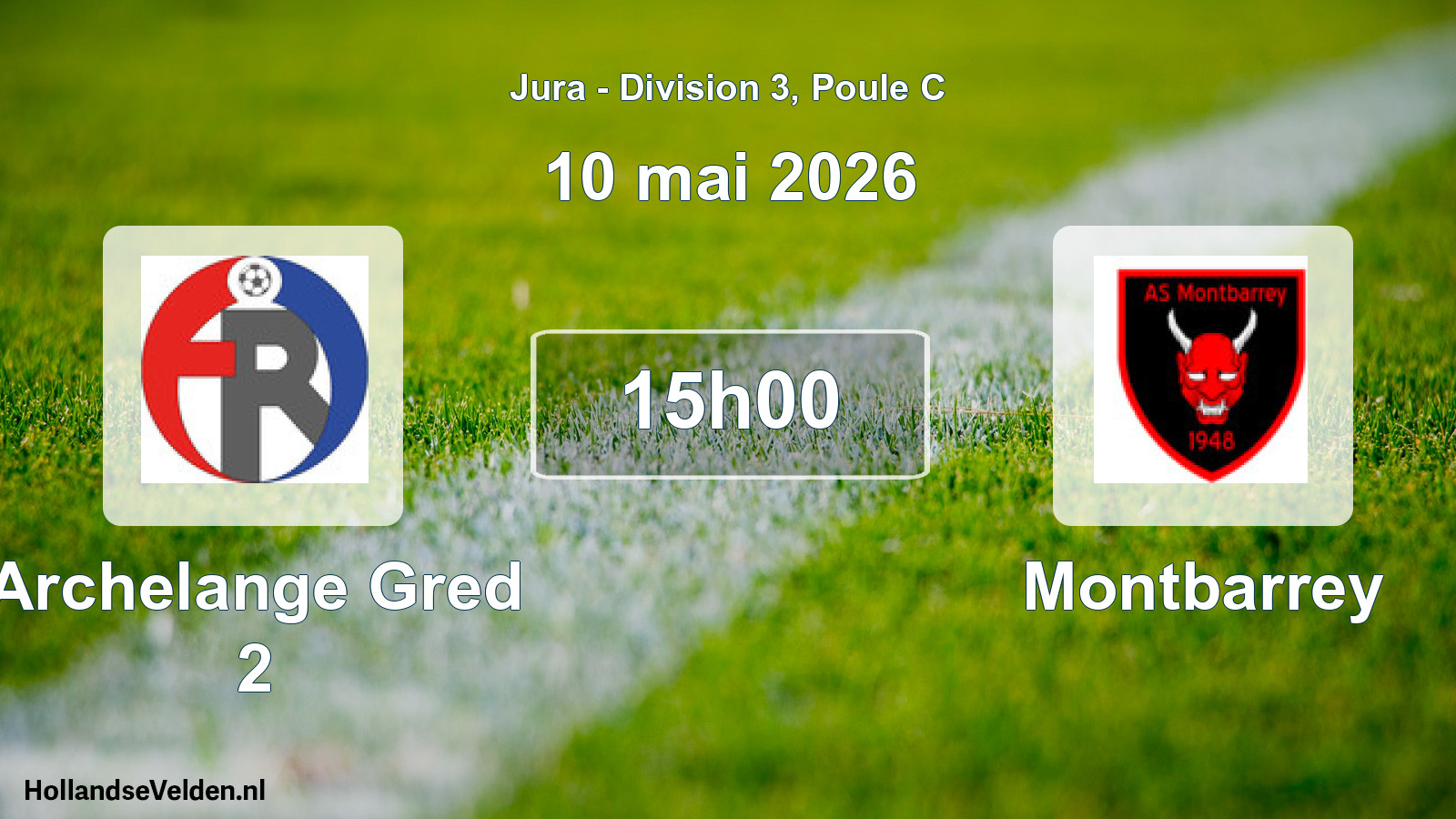 Match programmé: Archelange Gred 2 - Montbarrey (10 mai 2026)