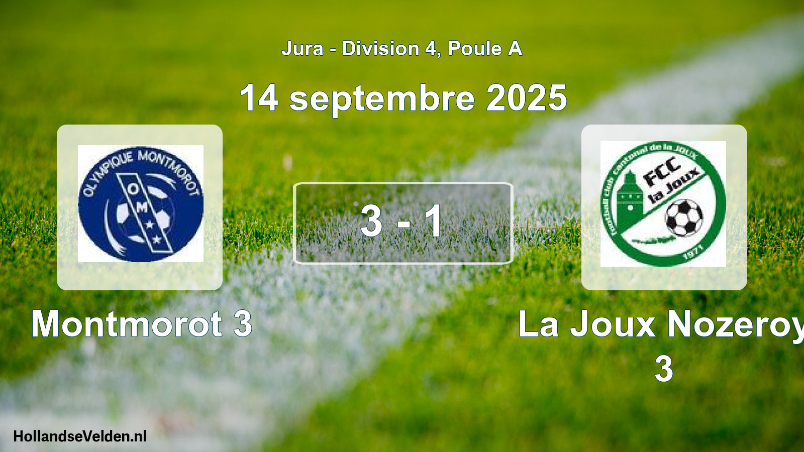 Match joué: Montmorot 3 - La Joux Nozeroy 3 3 - 1 (14 septembre 2025)