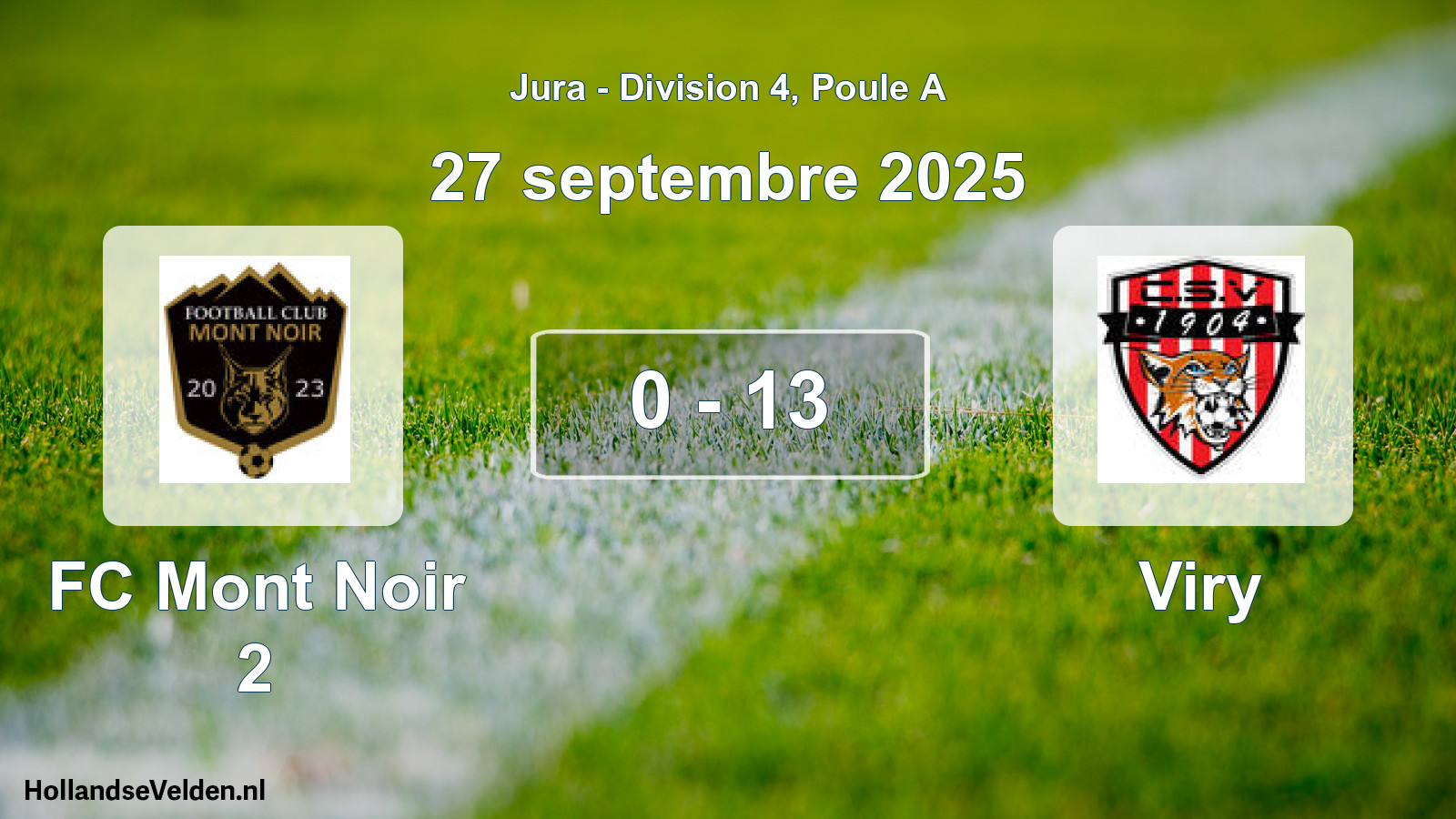 Match joué: FC Mont Noir 2 - Viry 0 - 13 (27 septembre 2025)