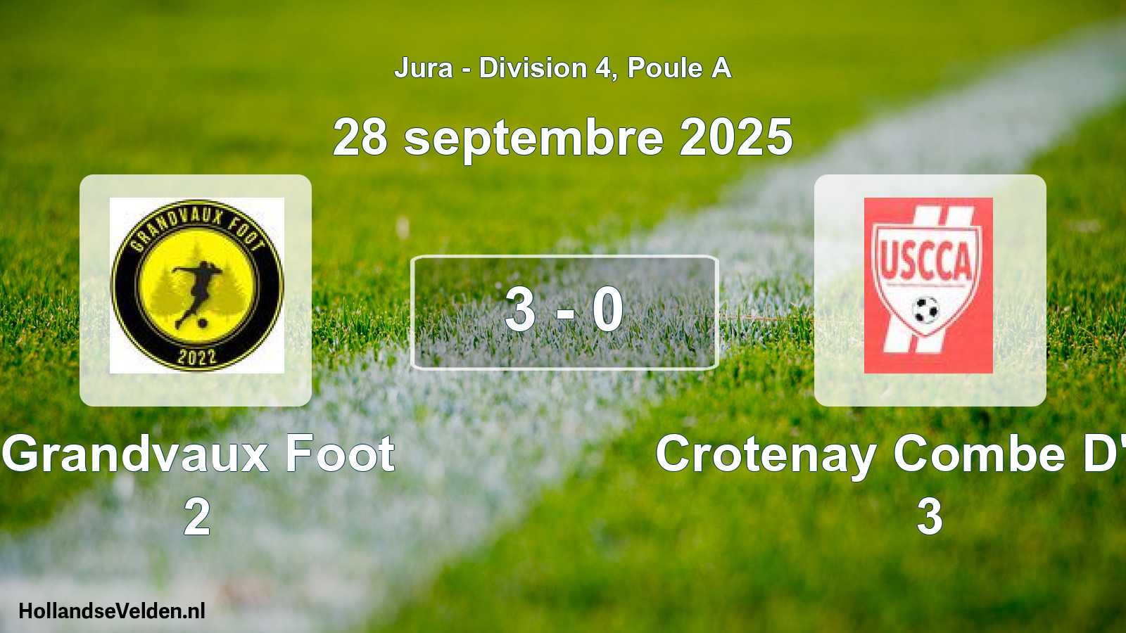 Match joué: Grandvaux Foot 2 - Crotenay Combe D'ain 3 3 - 0 (28 septembre 2025)