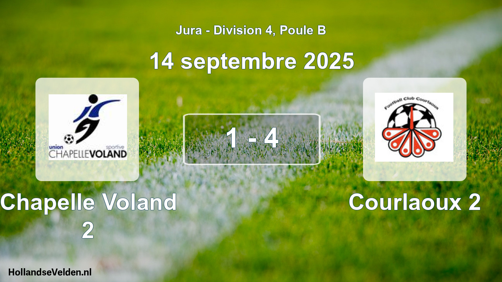 Gespeelde wedstrijd: Chapelle Voland 2 - Courlaoux 2 1 - 4 (14 september 2025)