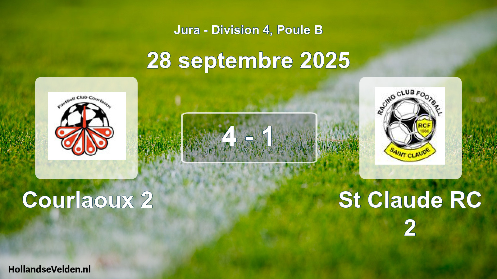 Total number of matches played: Courlaoux 2 - St Claude RC 2 4 - 1 (28 September 2025)